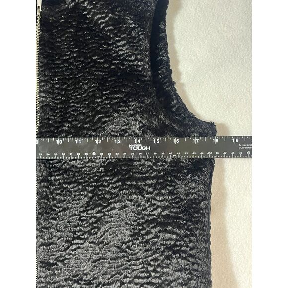 Tulle Faux Fur Black Vest Zip Up Women's Med Chic Mod Whimsigoth Cottage Glam - Picture 7 of 8